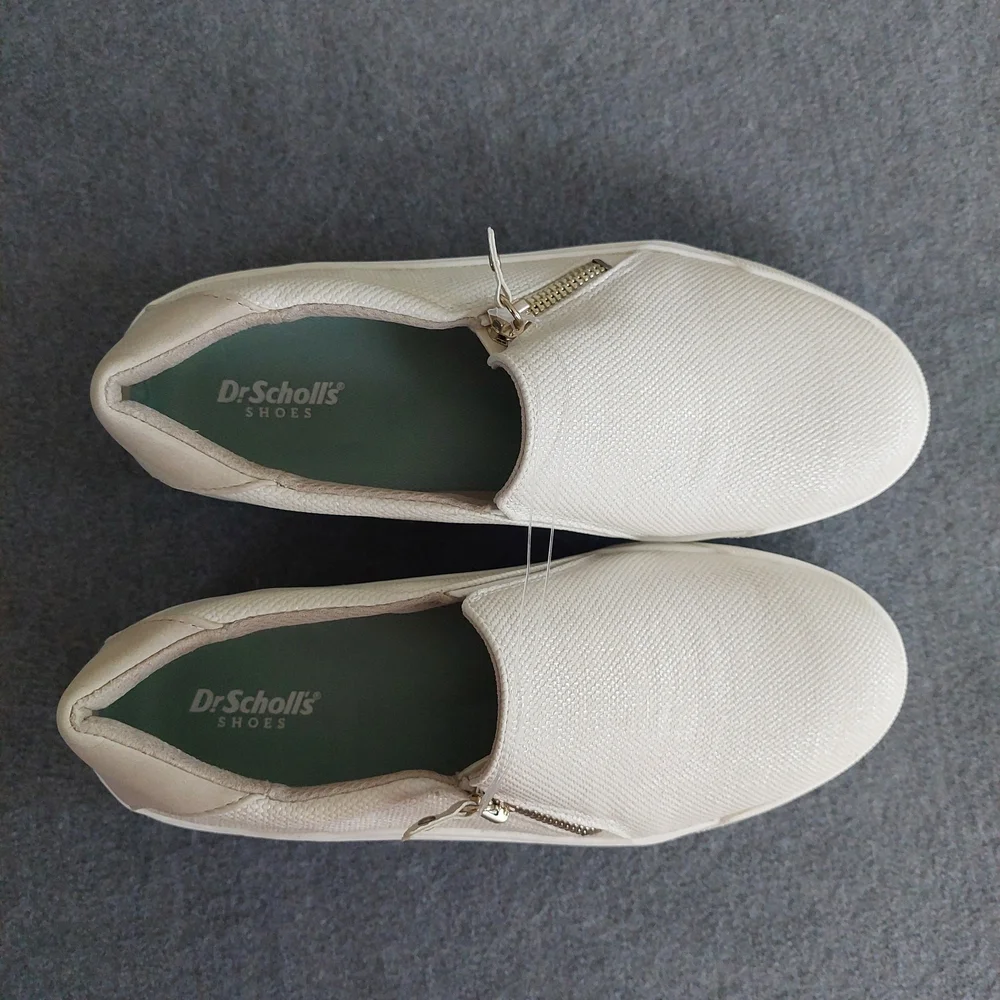 Scholl's Time Off Now Platform Sneaker Cream Snake Zip NWOB Women's 8M